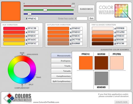 Colors on the web: The Color wizard